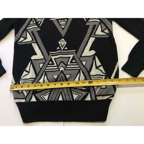 Ecote Womens Geometric Pattern Oversize Pullover Sweater Black Gray Small S - Picture 10 of 12